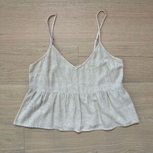 Abercrombie & Fitch Linen Flare V-neck Tank - Oatmeal